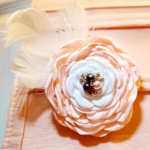 Satin flower hair clip fascinator  (with feathers)